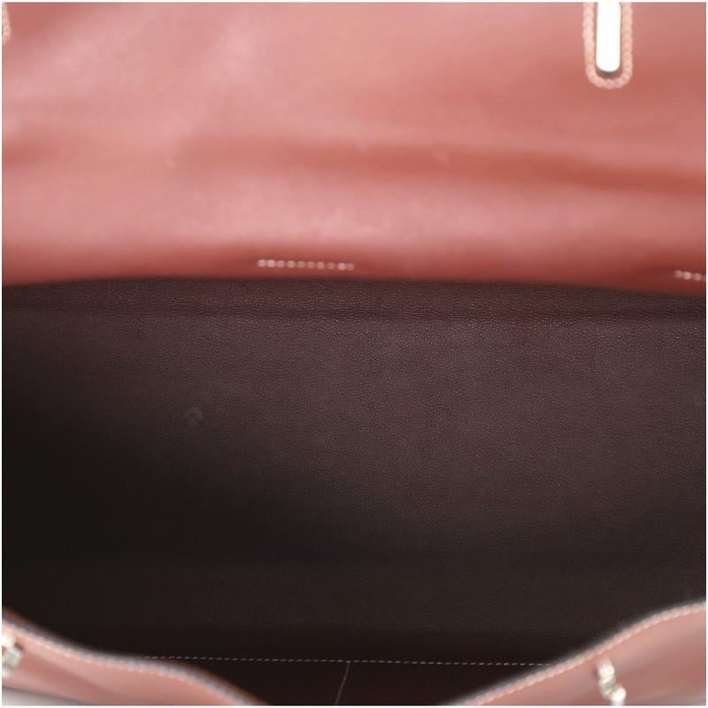 Hermes Kelly Flat Handbag Rouge H Swift with Palladium Hardware 35 In Good Condition In NY, NY