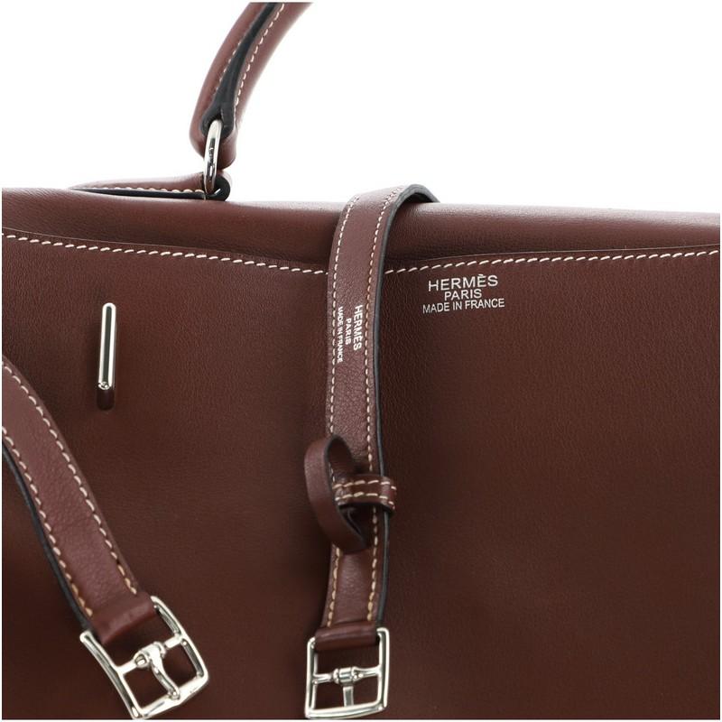 Women's or Men's Hermes Kelly Flat Handbag Rouge H Swift with Palladium Hardware 35