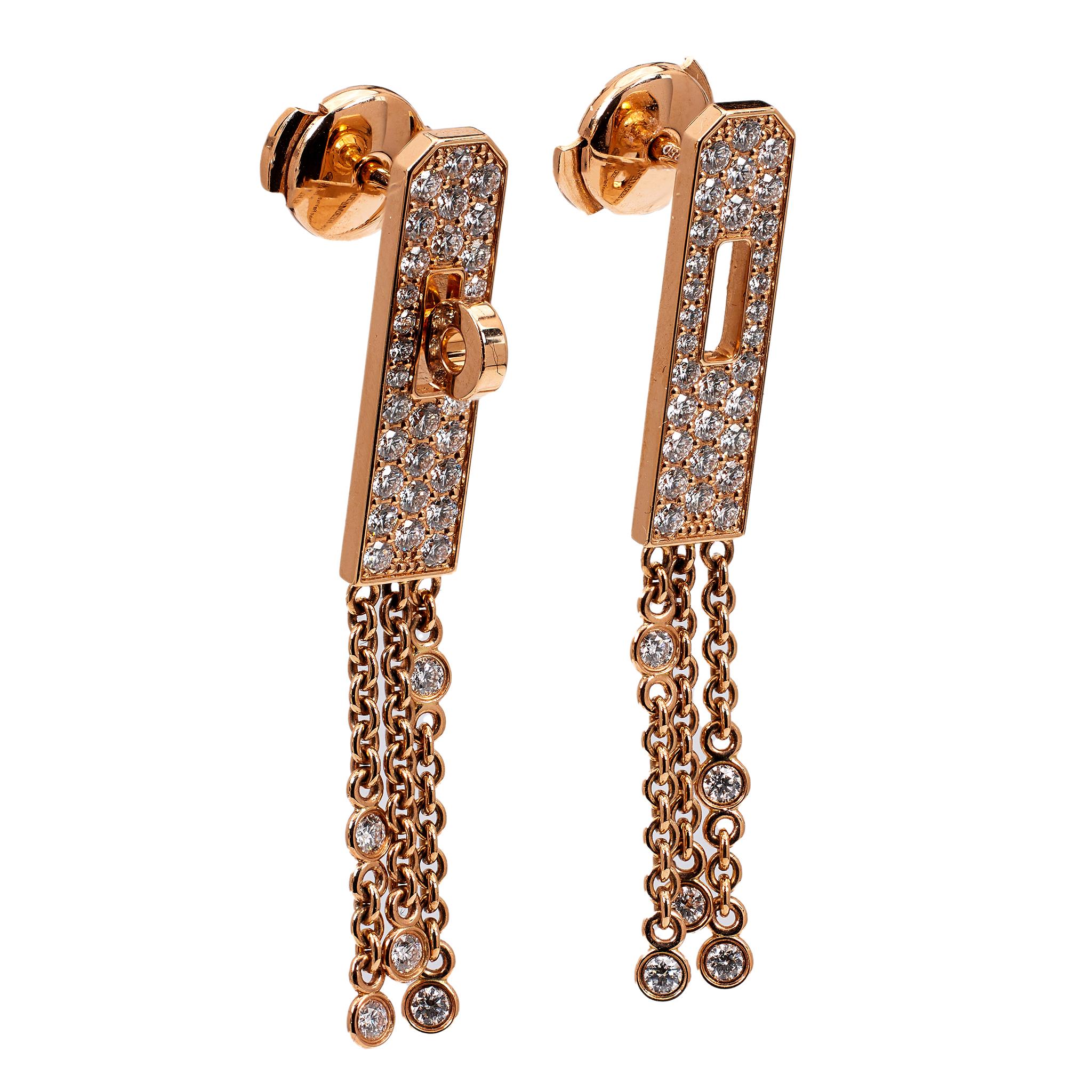 Hermes Kelly Gavroche Diamant 18k Rose Gold Ohrringe für Damen oder Herren