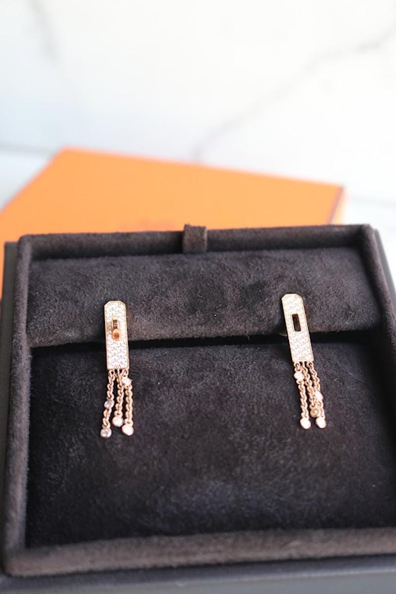 Hermes Kelly Gavroche Diamant 18k Rose Gold Ohrringe 1