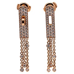 Hermes Kelly Gavroche Diamond 18k Rose Gold Earrings