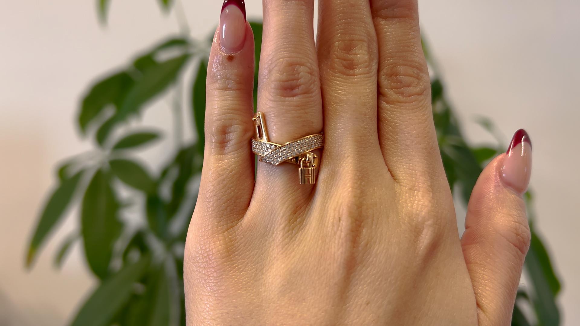 Hermes Kelly Gavroche Diamant 18k Rose Gold Ring (Brillantschliff)