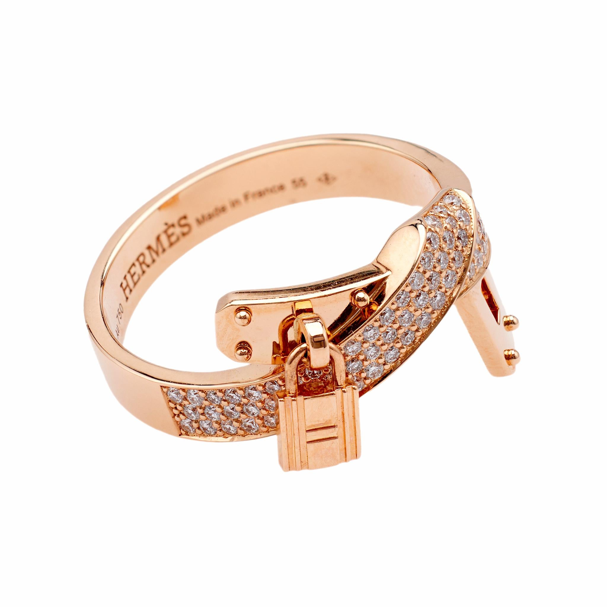 Hermes Kelly Gavroche Diamant 18k Rose Gold Ring für Damen oder Herren