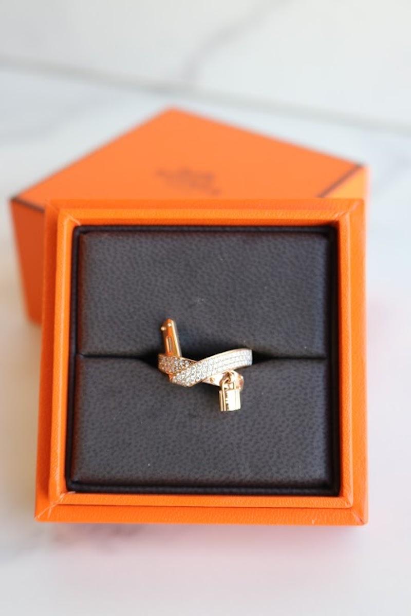 Hermes Kelly Gavroche Diamant 18k Rose Gold Ring 1