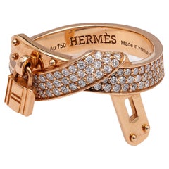 Hermes Kelly Gavroche Diamond 18k Rose Gold Ring