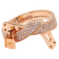 Hermes Kelly Gavroche Diamond 18k Rose Gold Ring