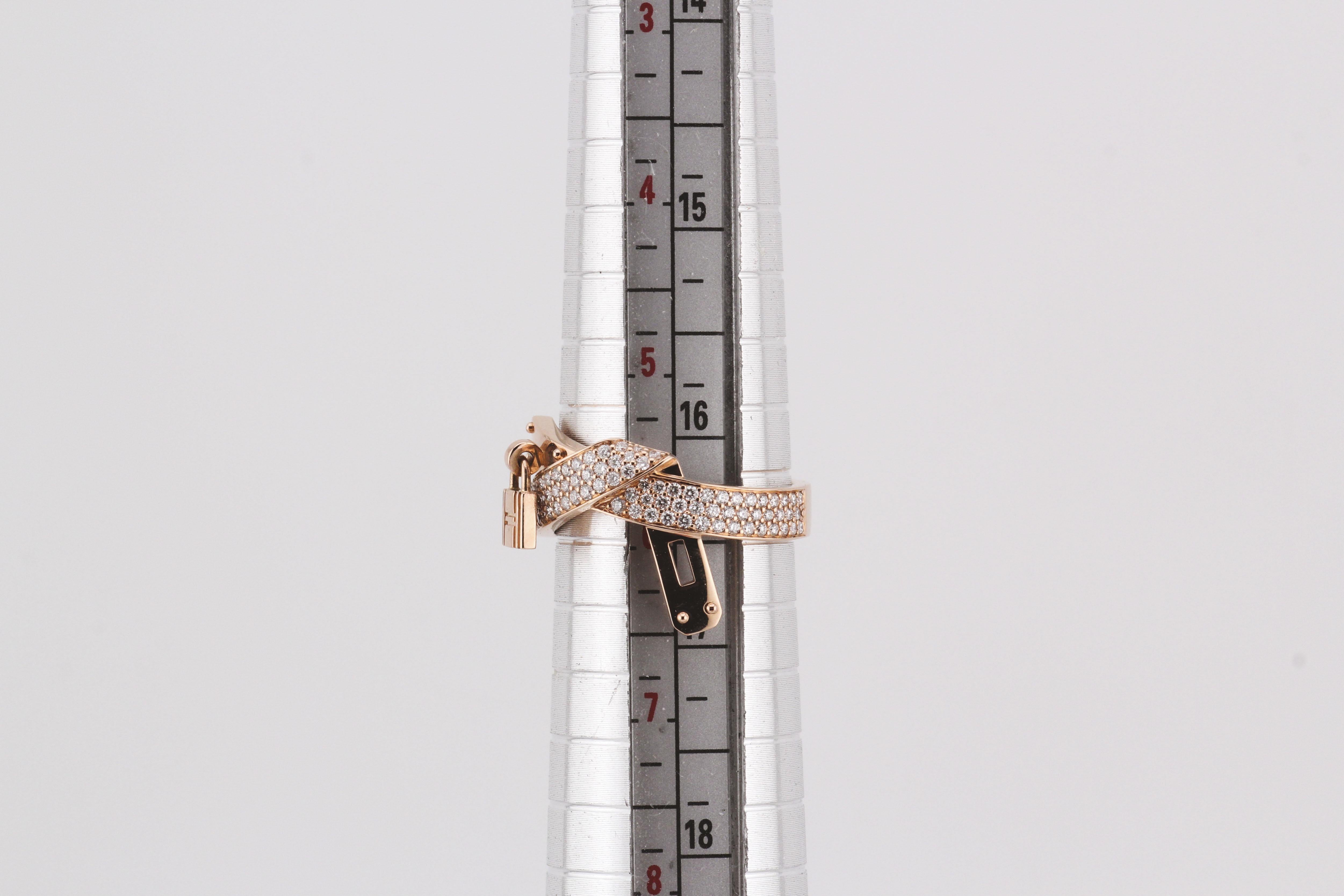 Hermes Kelly Gavroche Diamant 18k Rose Gold Ring Größe 6 52 im Angebot 6