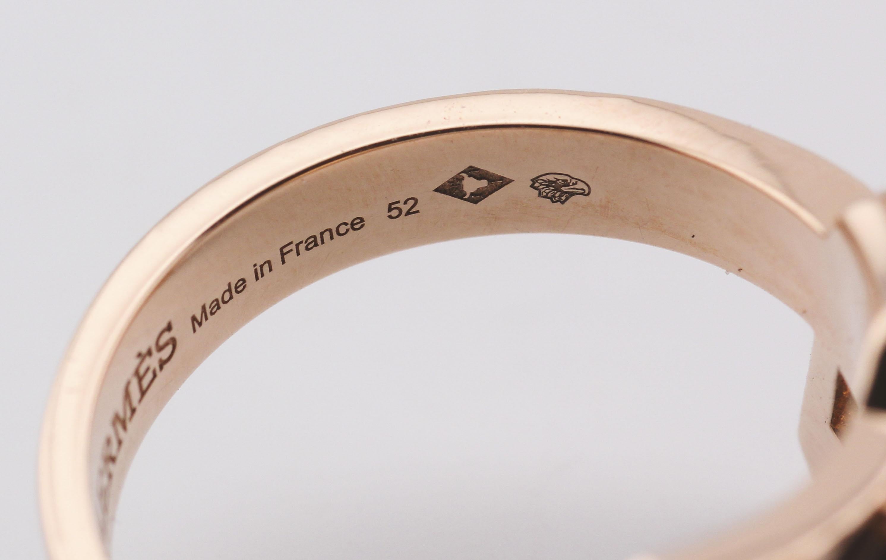 Hermes Kelly Gavroche Diamant 18k Rose Gold Ring Größe 6 52 im Angebot 4