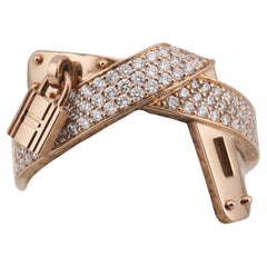 Hermes Kelly Gavroche Diamant 18k Rose Gold Ring Größe 6 52