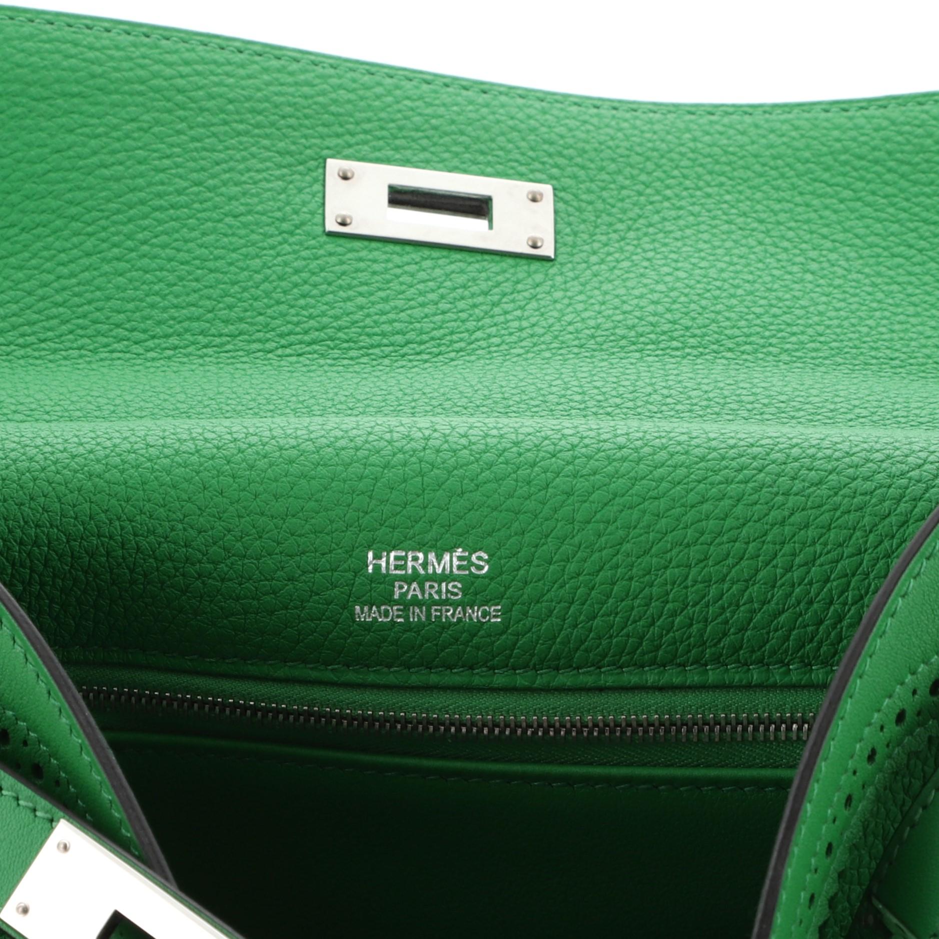 Hermes Kelly Ghillies Handbag Bamboo Togo And Swift With Palladium Hardware 32  In Good Condition In NY, NY