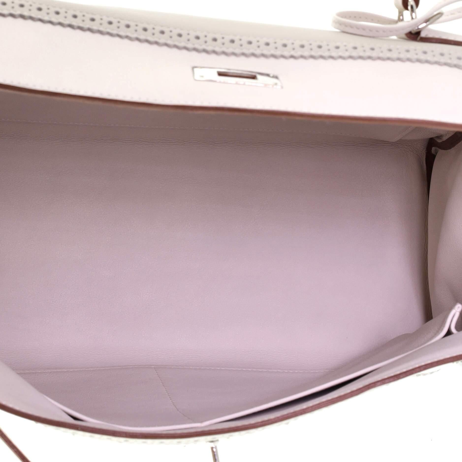 Hermes Kelly Ghillies Handbag Bicolor Swift with Palladium Hardware 35 3