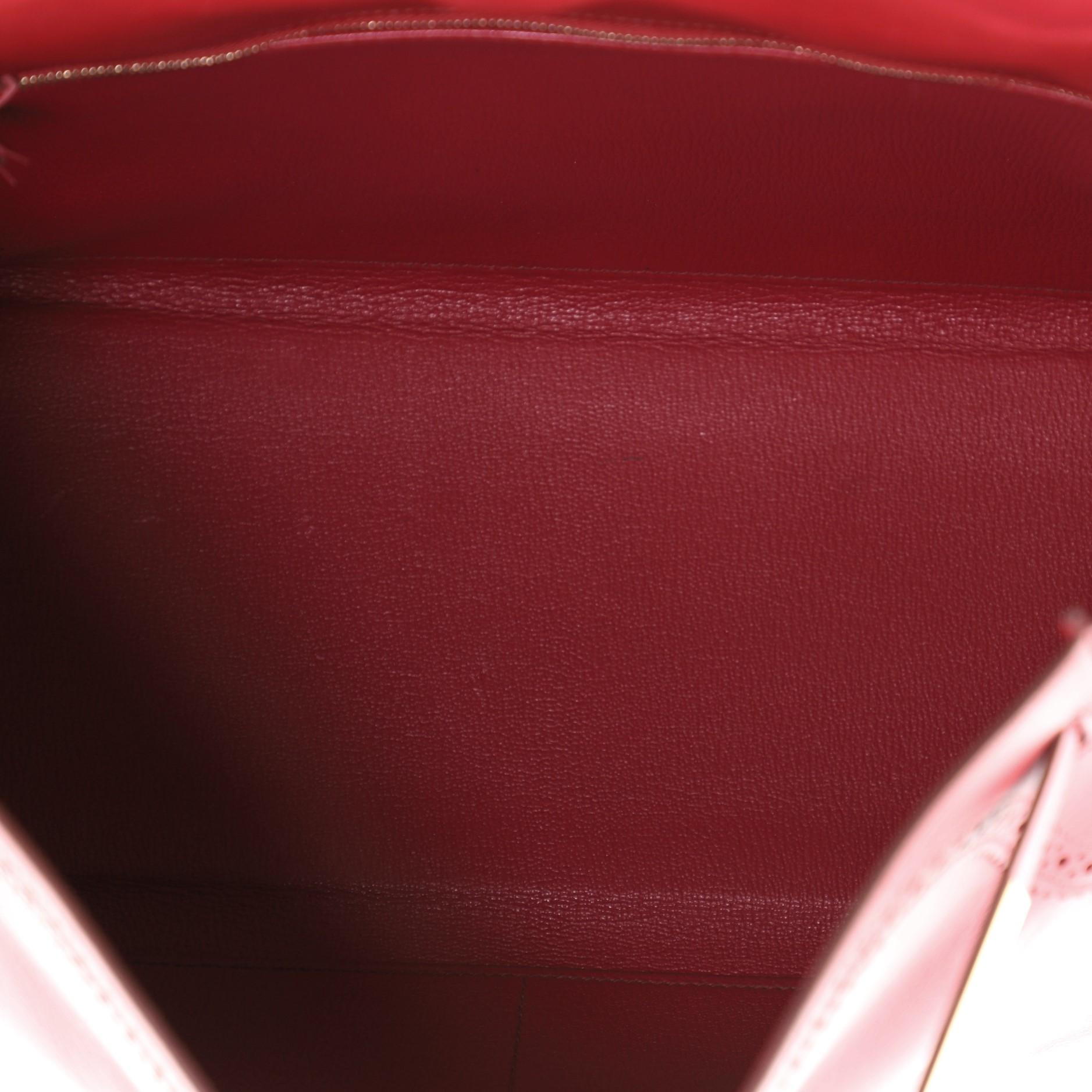 Brown Hermes Kelly Ghillies Handbag Rubis Tadelakt with Gold Hardware 35