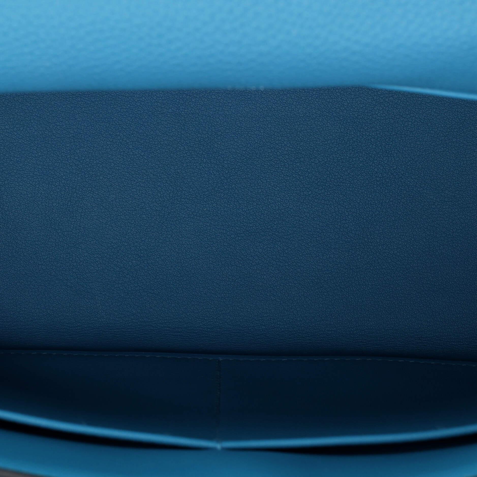 Hermes Kelly Ghillies Handbag Turquoise Togo and Swift with Palladium Hardware 2