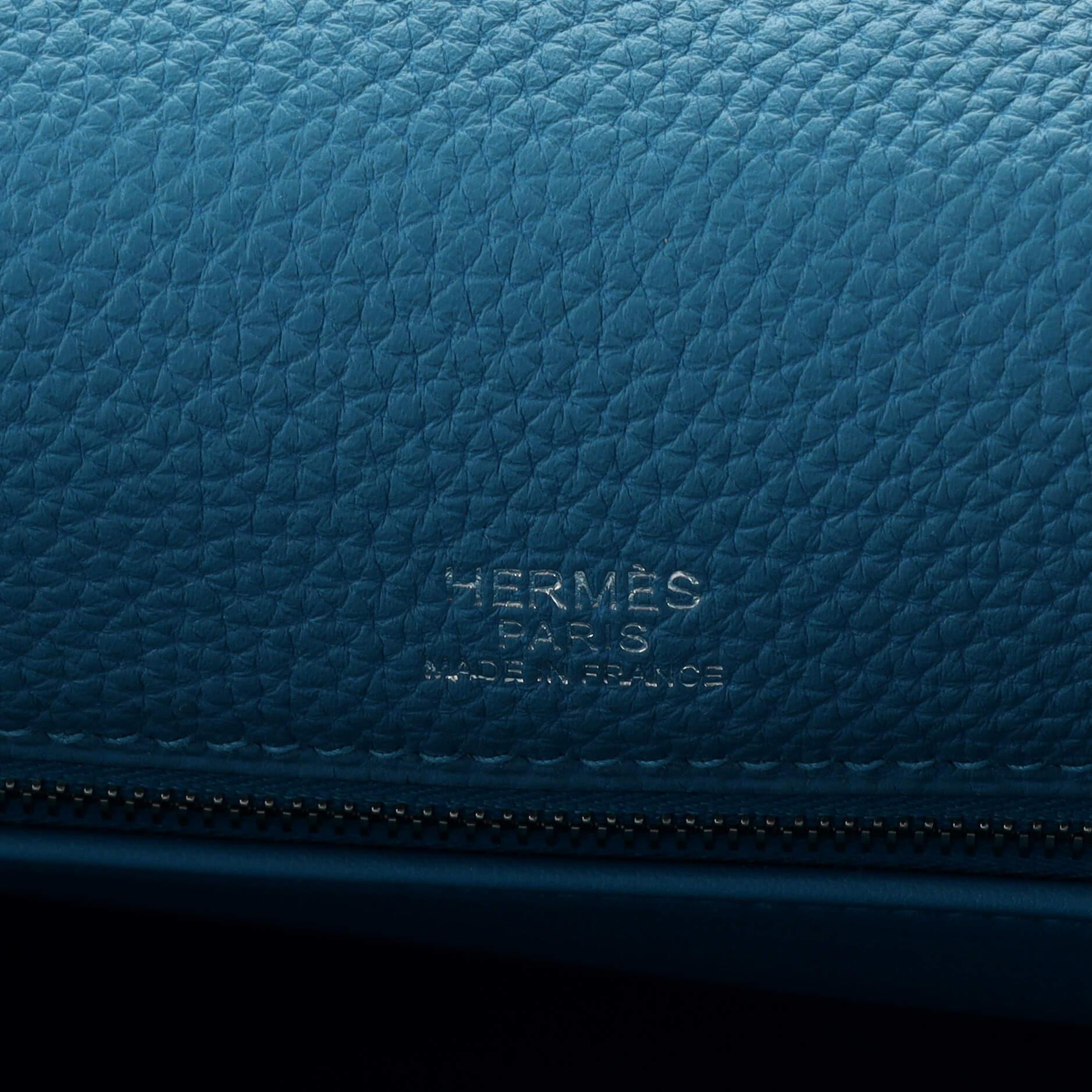 Hermes Kelly Ghillies Handbag Turquoise Togo and Swift with Palladium Hardware 4