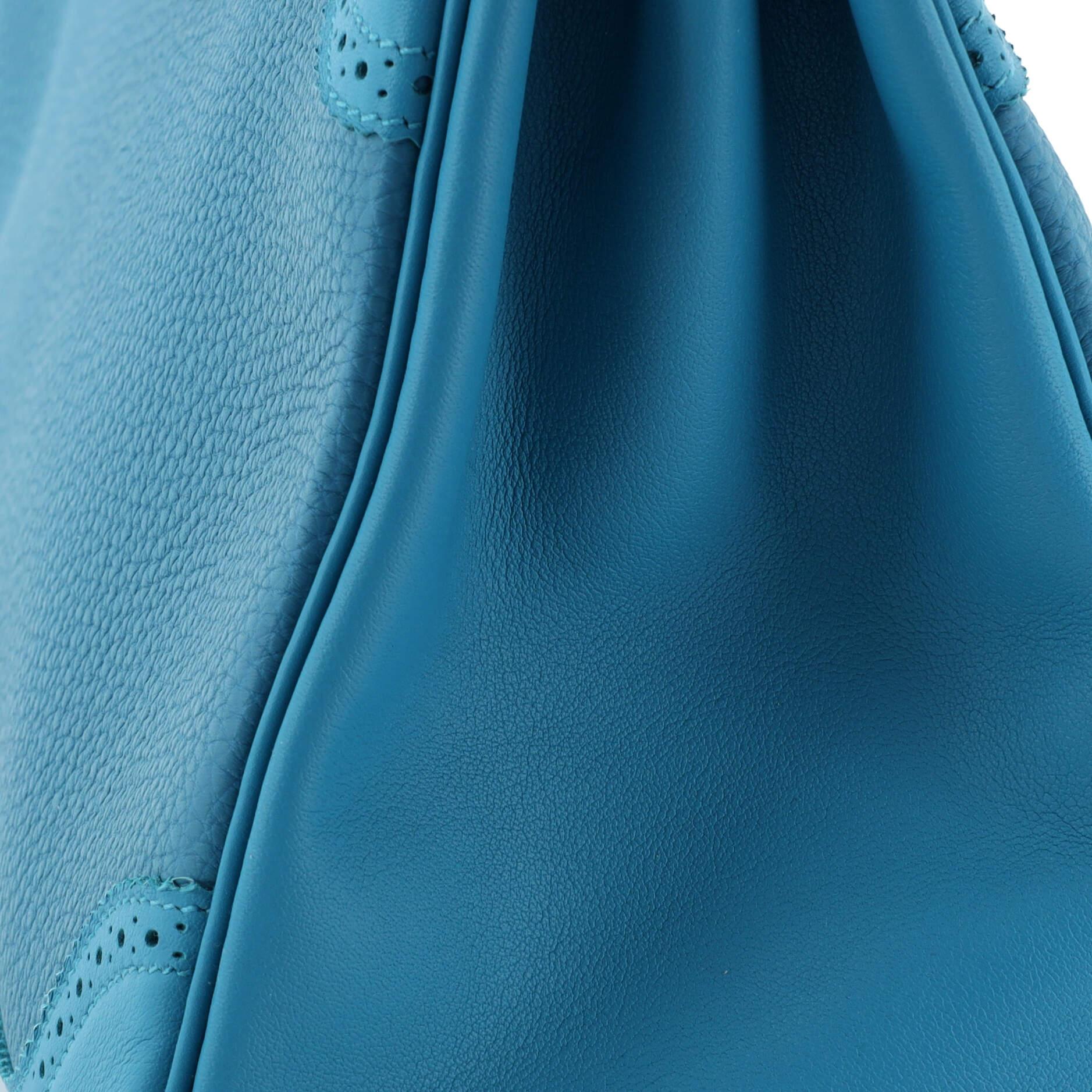 Hermes Kelly Ghillies Handbag Turquoise Togo and Swift with Palladium Hardware 5