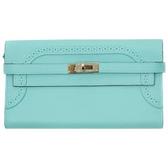 Hermes Kelly Ghillies Wallet Veau Swift Blue Atoll PHW
