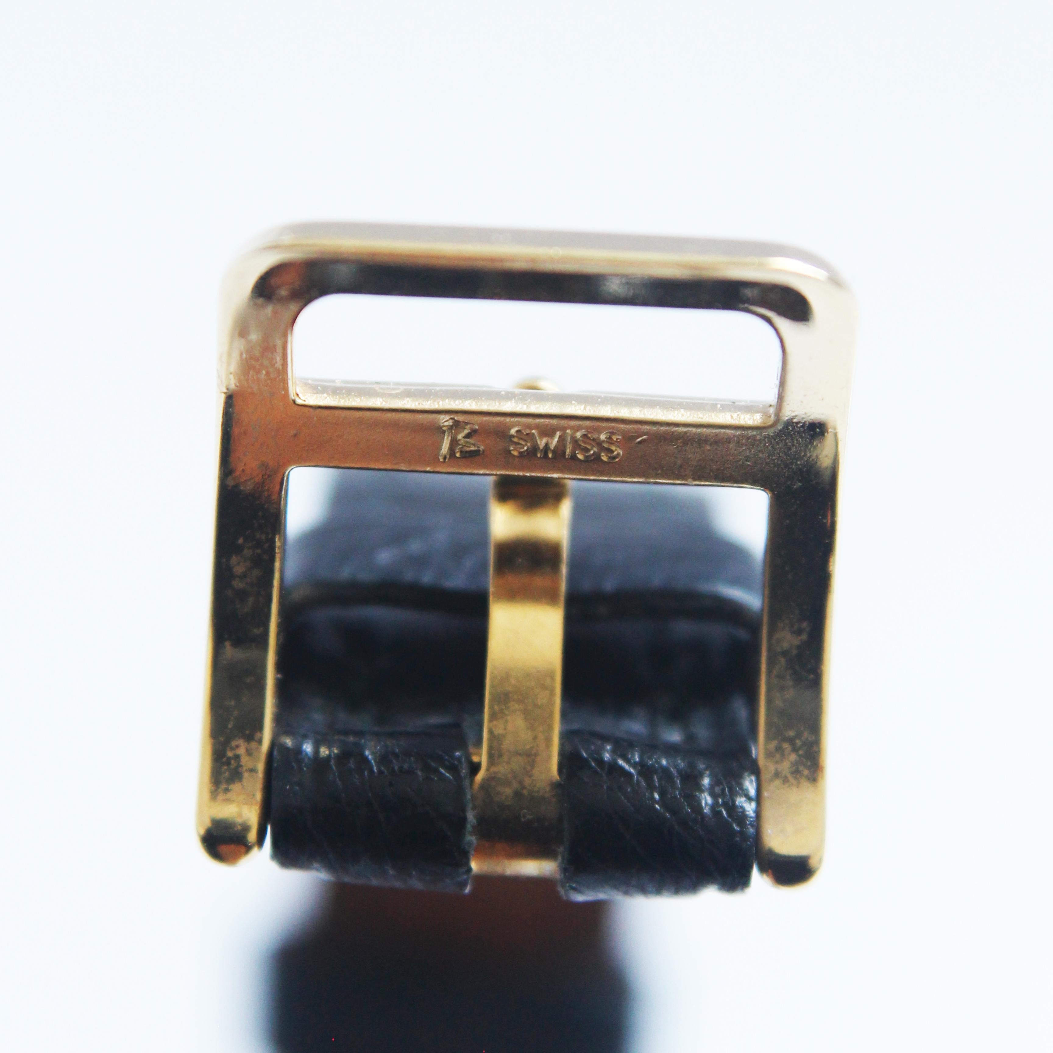 Hermes Kelly Gold Cadena Lock Watch with Black Chèvre Mysore Leather Strap 1990s For Sale 9