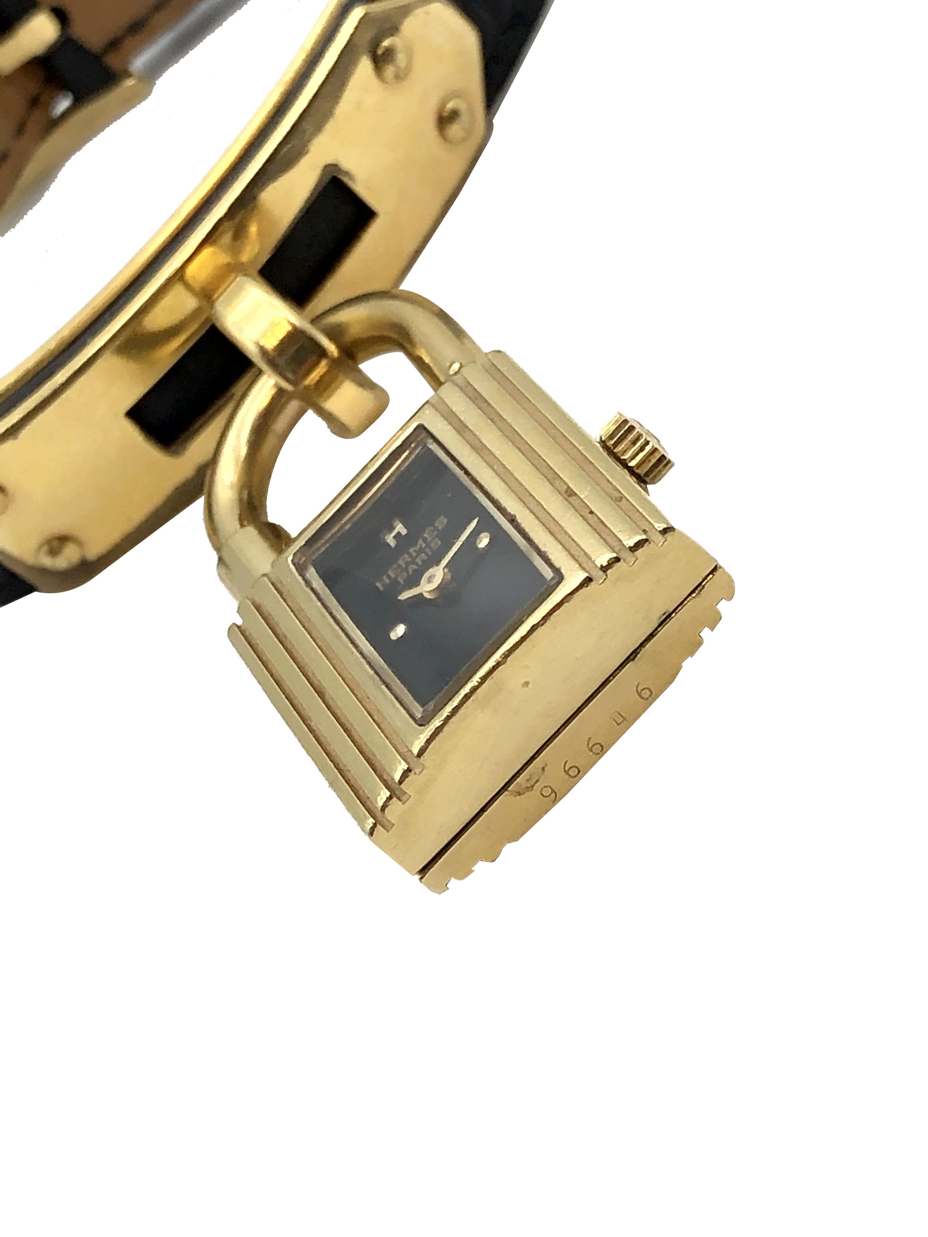 Hermès Kelly Gold Tone Ladies Wrist Watch In Excellent Condition In Chicago, IL