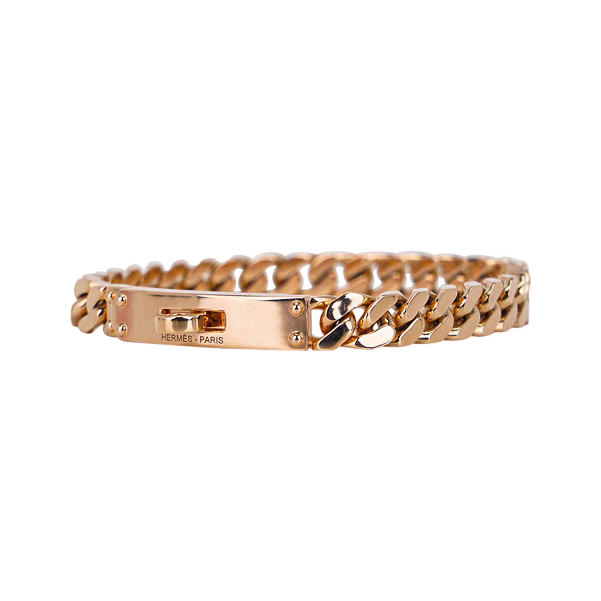 Hermes Kelly Gourmette Bracelet Très Petit Modèle Or Rose 18k Neuf - En vente à Miami, FL