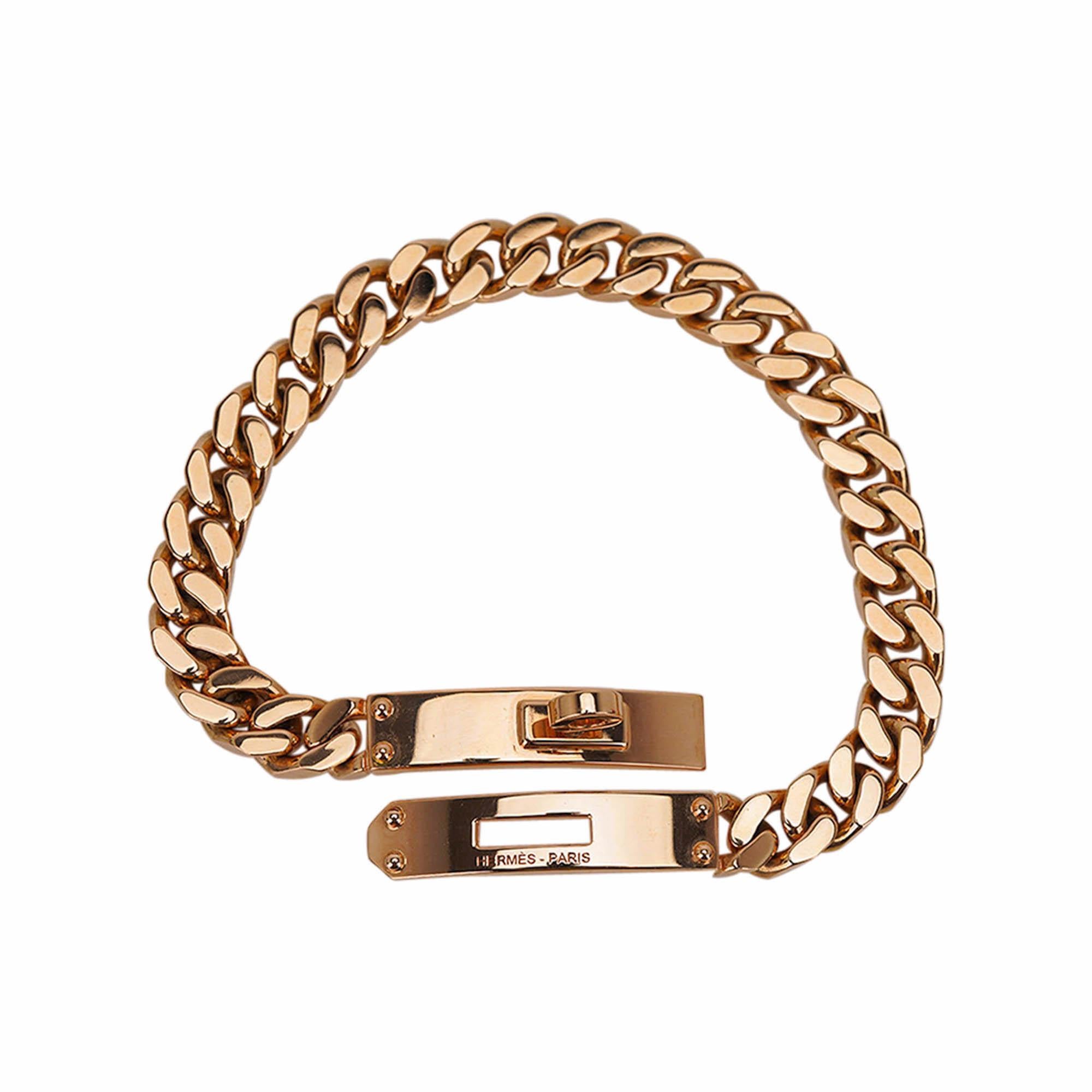 Hermes Kelly Gourmette Bracelet Très Petit Modèle Or Rose 18k en vente 1