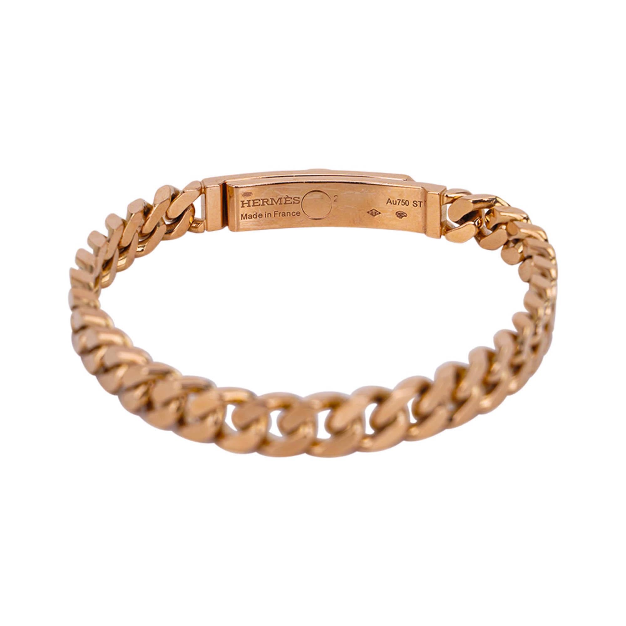 Hermes Kelly Gourmette Bracelet Très Petit Modèle Or Rose 18k en vente 3