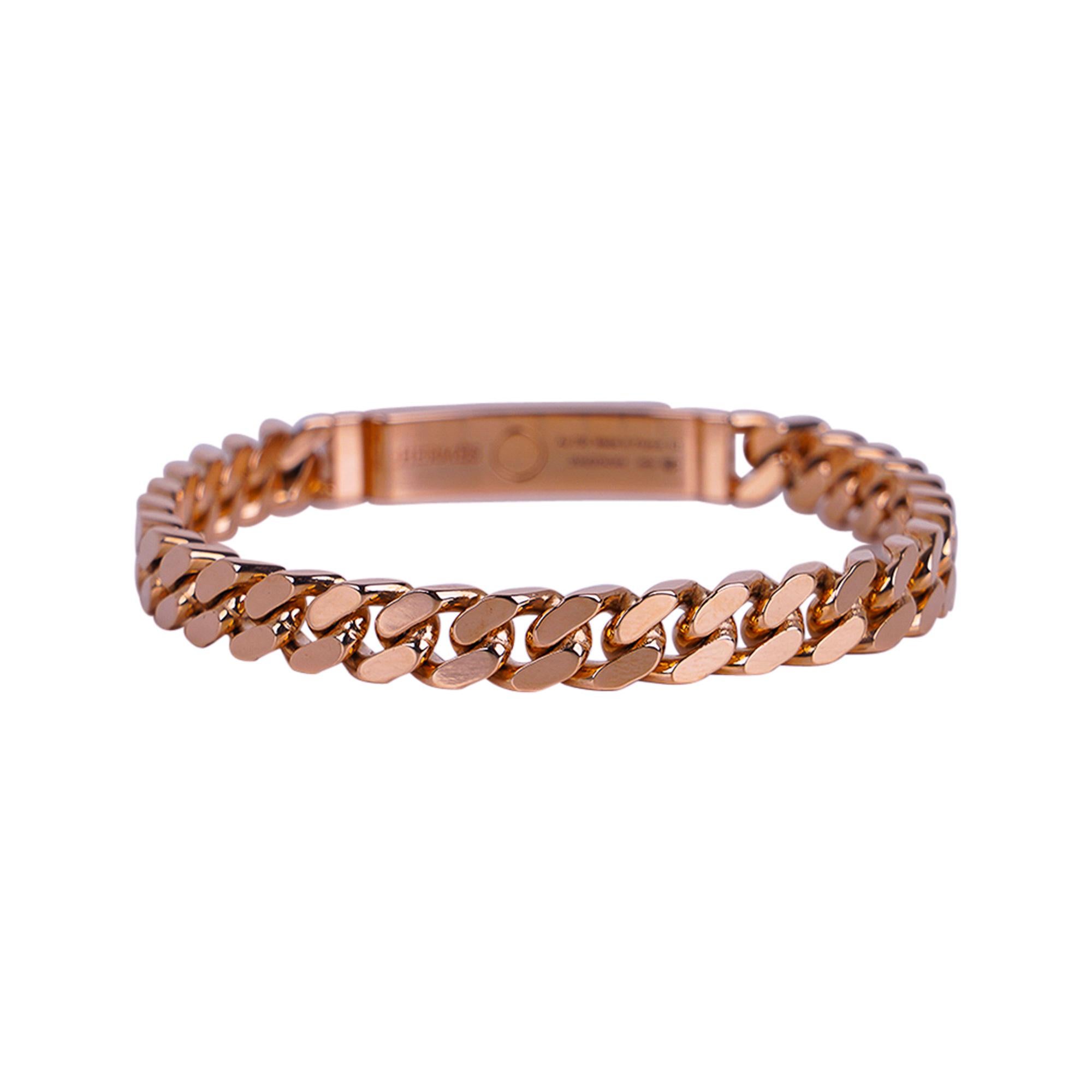 Hermes Kelly Gourmette Very Small Model Bracelet Four Diamonds 18k Rose Gold In New Condition In Miami, FL