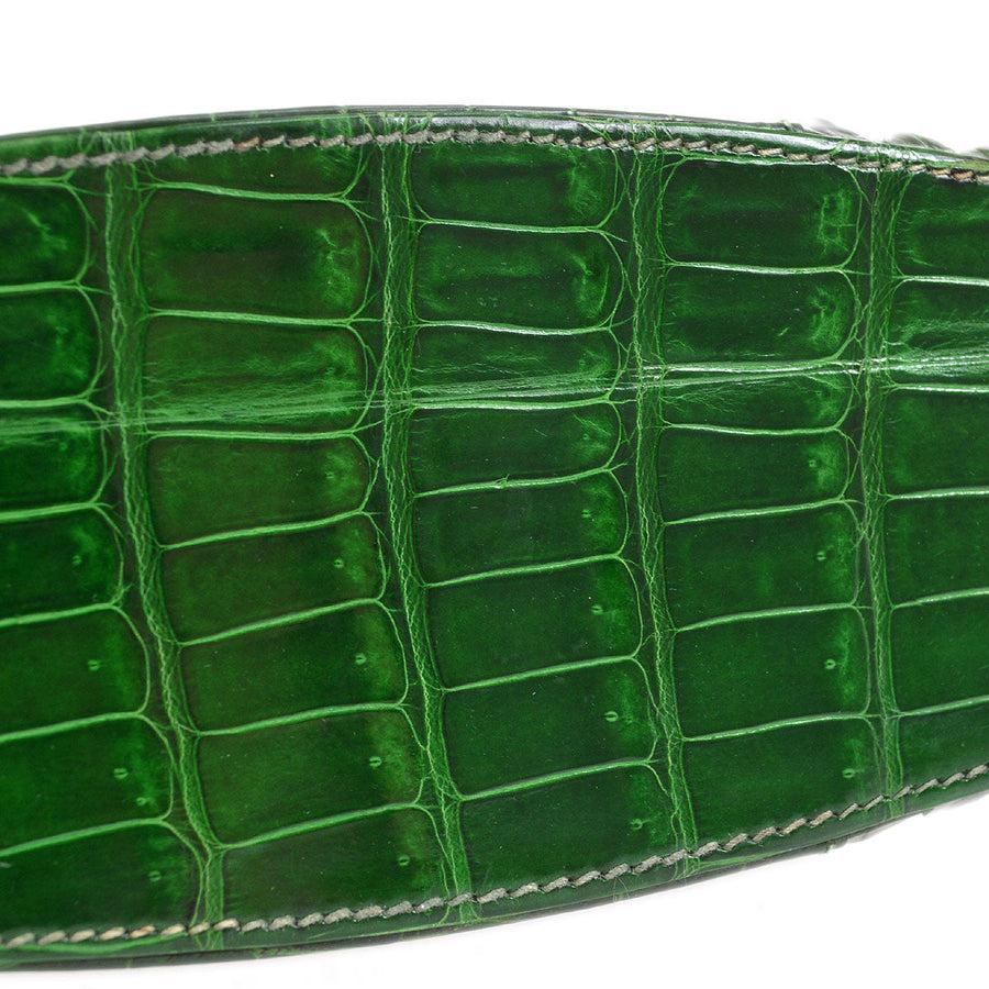 hermes kelly green crocodile