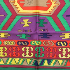 Hermes Kelly green KILIM 90 silk twill Scarf