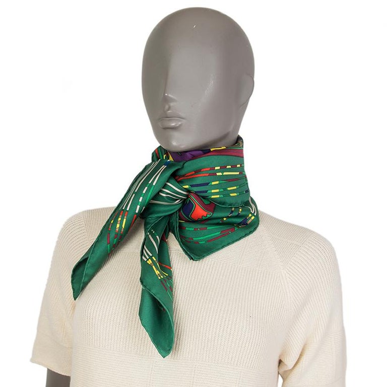 Hermes Kelly green KILIM 90 silk twill Scarf at 1stDibs | kelly green scarf