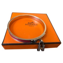 Hermes Kelly H Cadena Charm Lizard and Palladium Bangle w/Dust Bag and Box PM 65