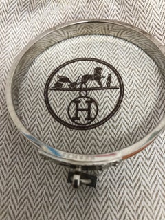 Hermes Kelly H Lock Bangle in Palladium and Leather w/Pouch