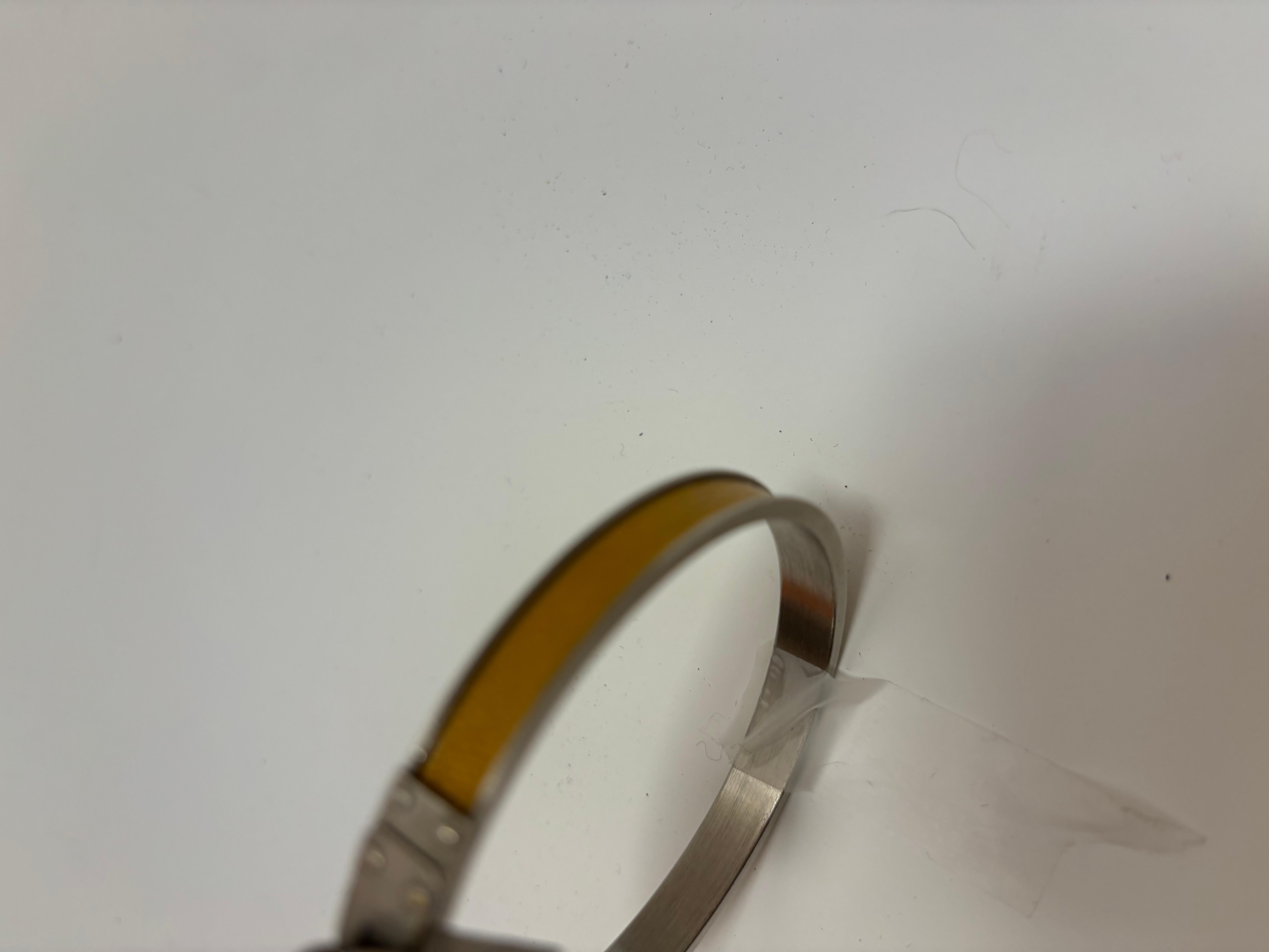 Donna Hermes Kelly H. Bangle in Palladio e pelle di lucertola arancione con scatola in vendita