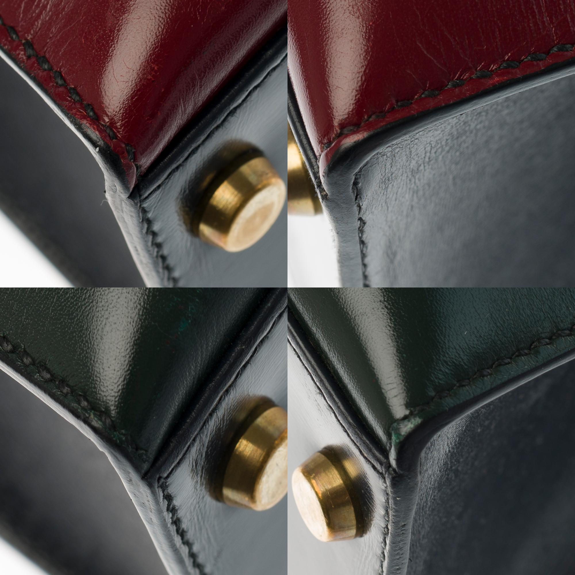 Hermes Kelly Handtasche 28 cm Tricolor in Box Kalb Umhängetasche mit Gold Hardware 5
