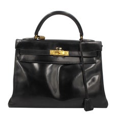 1973 Hermes Kelly 32 32 in black box leather