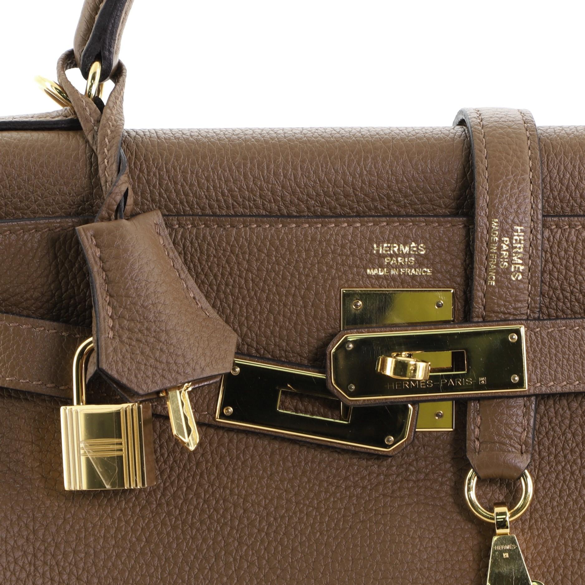Hermes Kelly Handbag Alezan Togo With Gold Hardware 28  In Good Condition In NY, NY