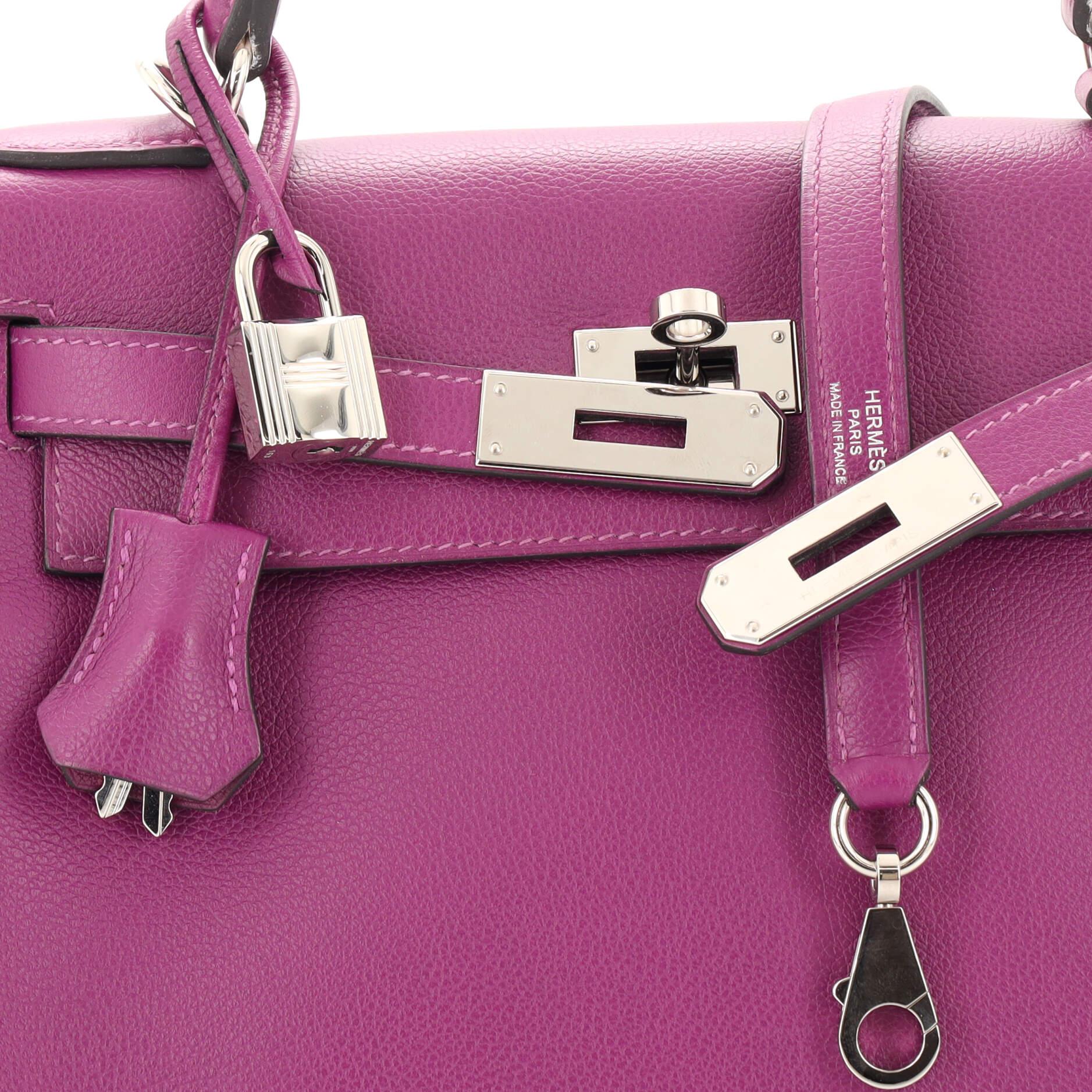 Hermes Kelly Handbag Anemone Evercolor with Palladium Hardware 28 2