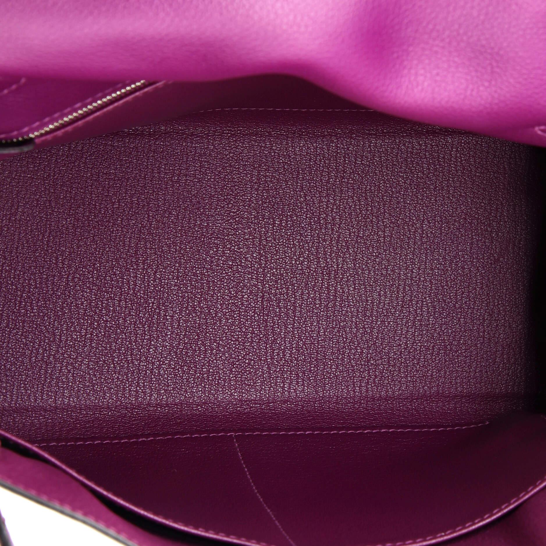 Hermes Kelly Handbag Anemone Evercolor with Palladium Hardware 28 For Sale 2