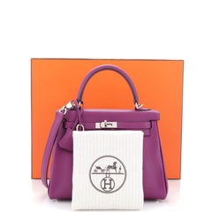 Hermes Kelly Handbag Anemone Swift with Palladium Hardware 25