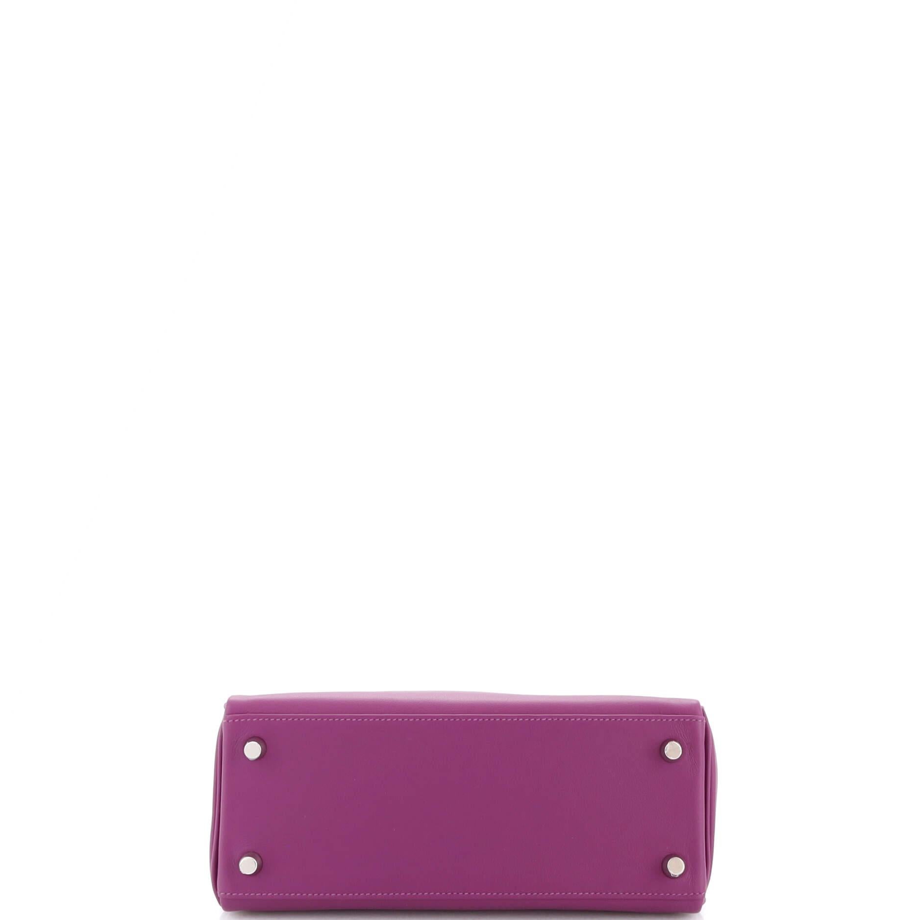 Hermes Kelly Handbag Anemone Swift with Palladium Hardware 25 For Sale 1