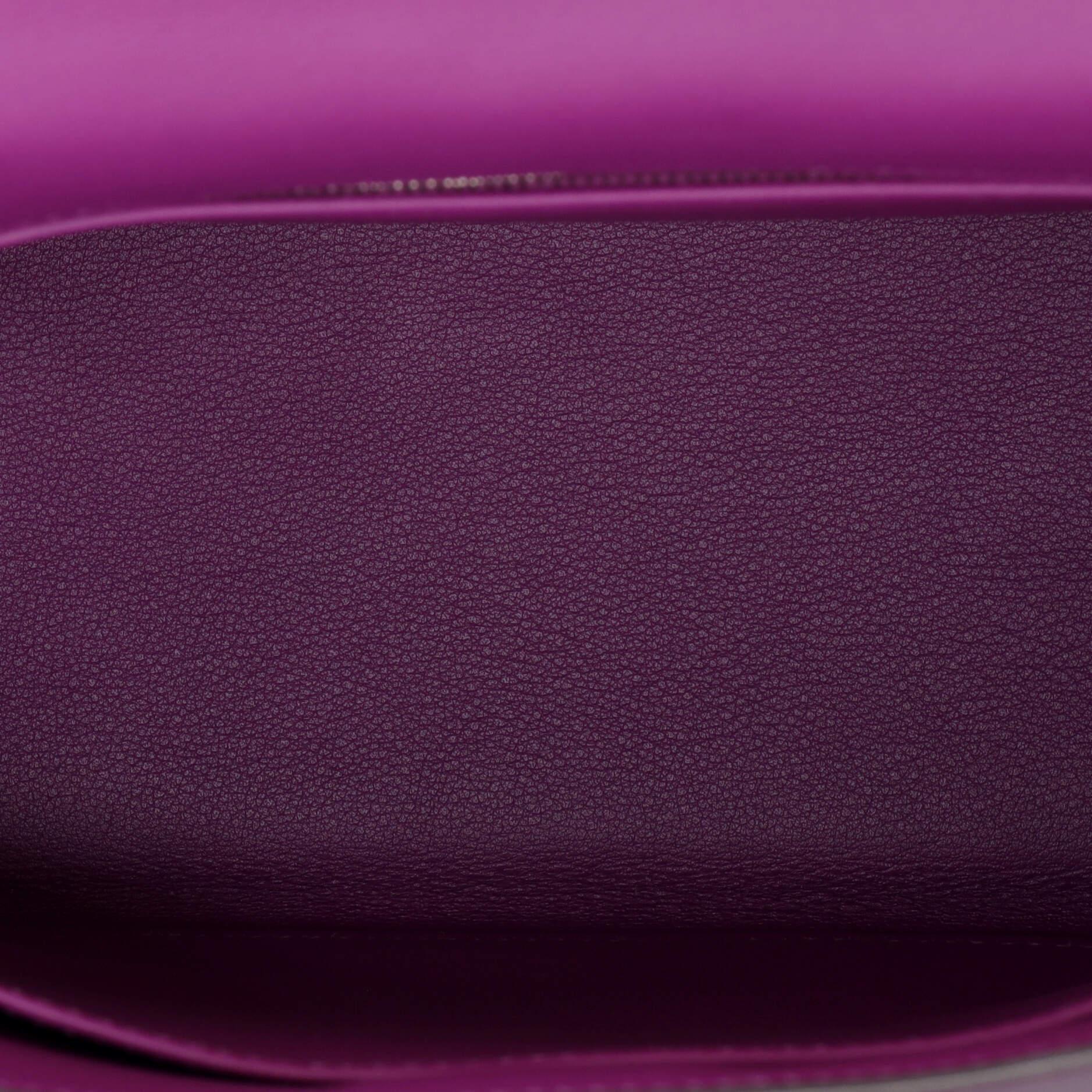 Hermes Kelly Handbag Anemone Swift with Palladium Hardware 25 For Sale 2