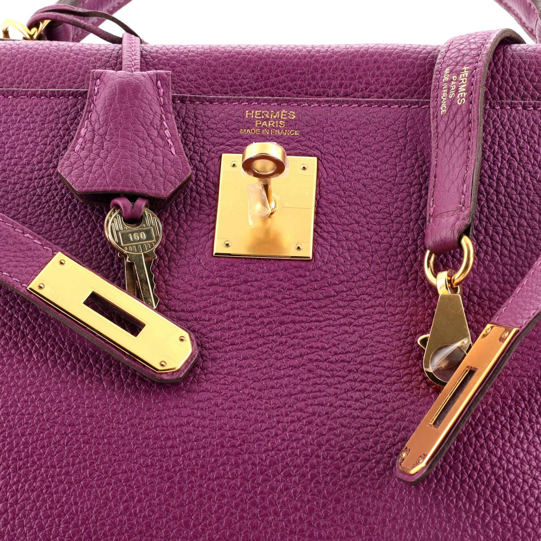 Hermes Kelly Handbag Anemone Togo with Gold Hardware 32 2