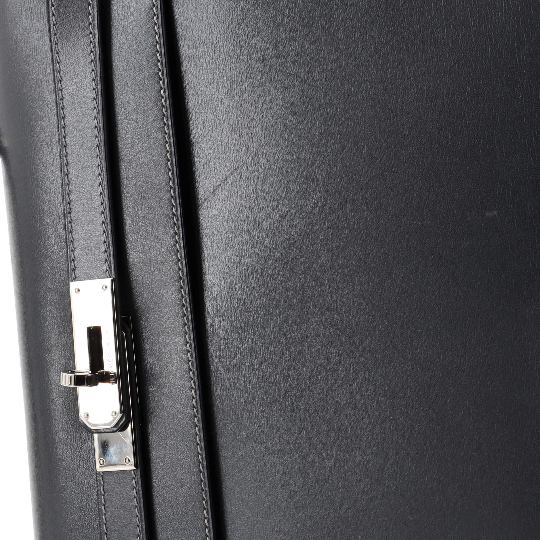 Hermes Kelly Handbag Ardoise Box Calf with Palladium Hardware 35 3