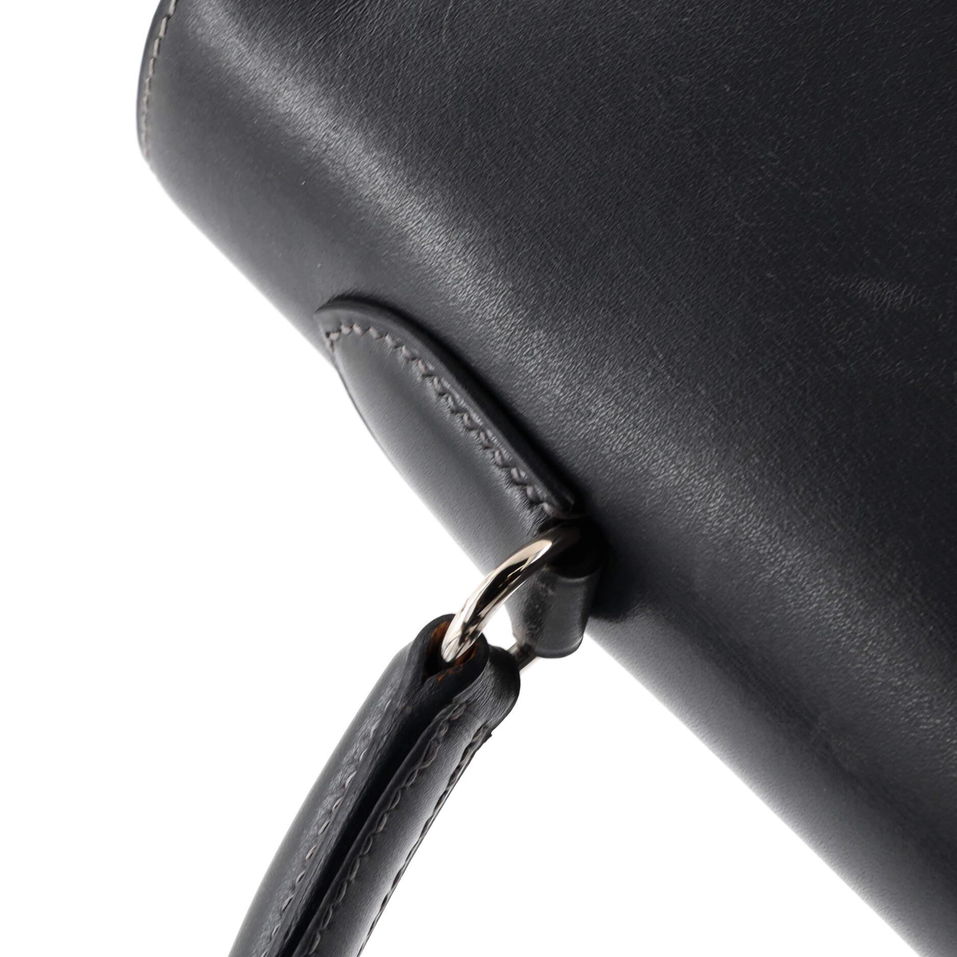 Hermes Kelly Handbag Ardoise Box Calf with Palladium Hardware 35 5