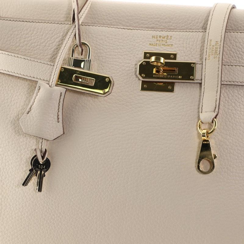 Women's or Men's Hermes Kelly Handbag Beige Clemence With Gold Hardware 35 