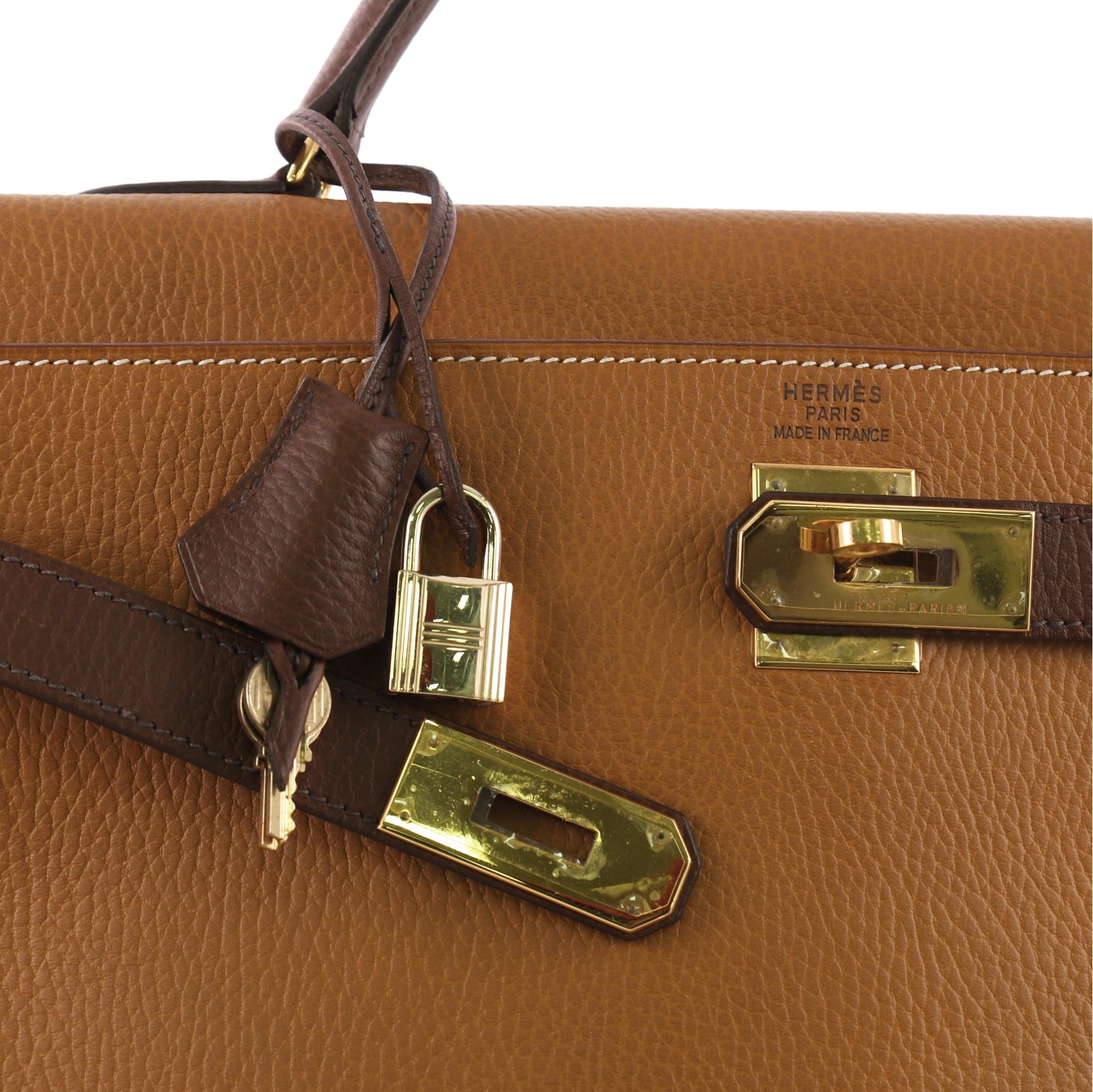 Hermes Kelly Handbag Bicolor Ardennes with Gold Hardware 40 1
