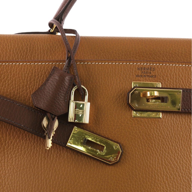 Hermes Kelly Handbag Bicolor Ardennes with Gold Hardware 40 at