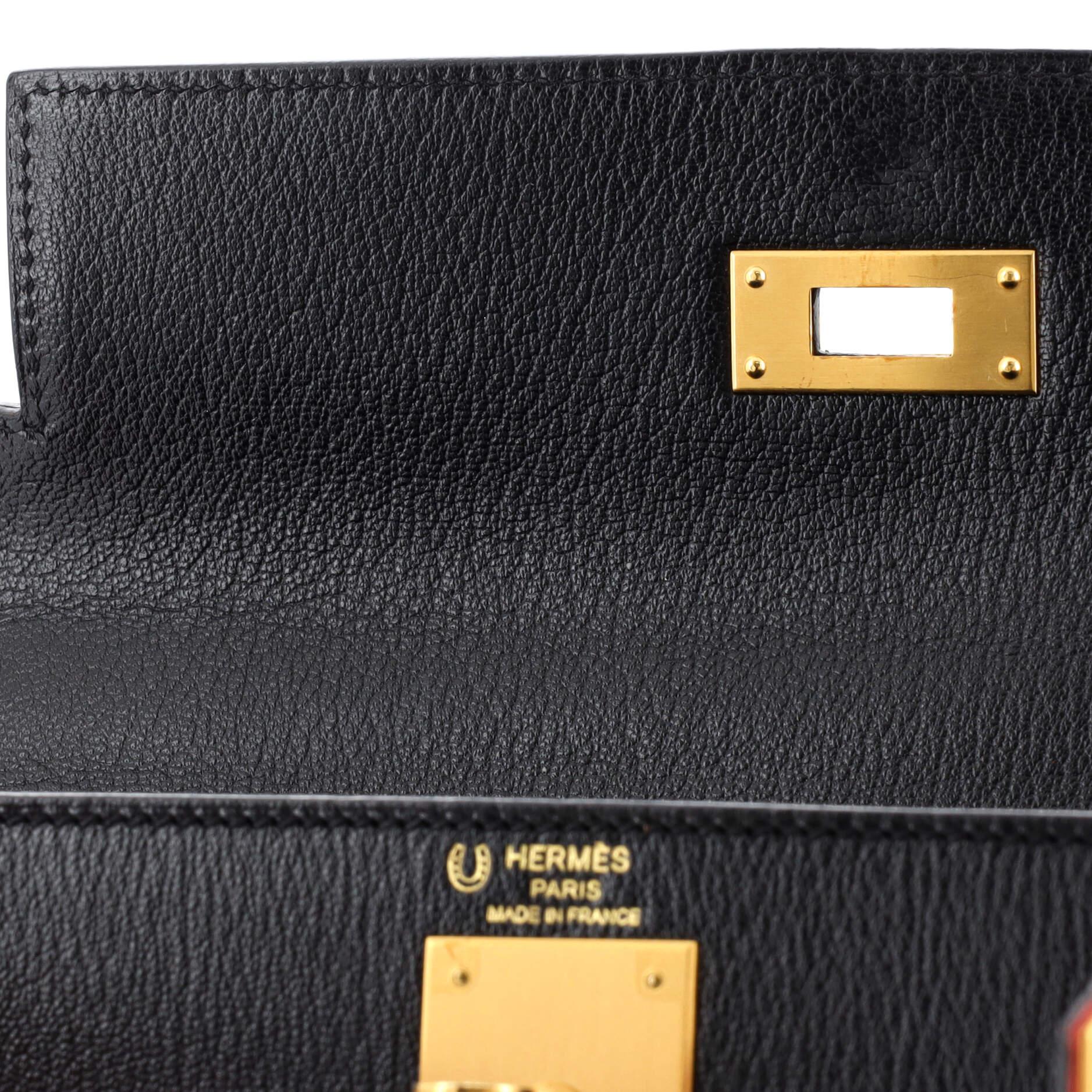 Hermes Kelly Handbag Bicolor Chevre Mysore with Brushed Gold Hardware 28 4