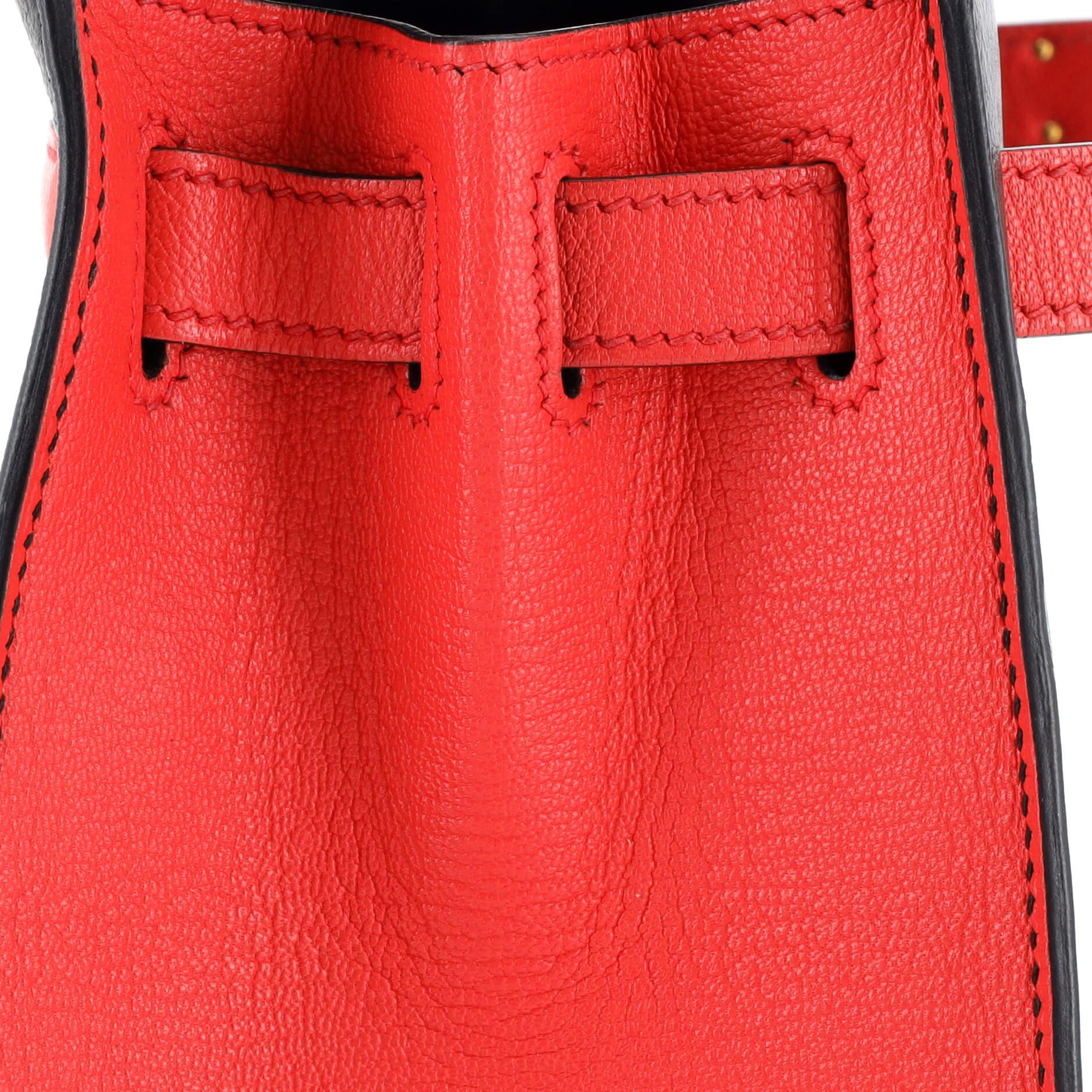 Hermes Kelly Handbag Bicolor Chevre Mysore with Brushed Gold Hardware 28 5