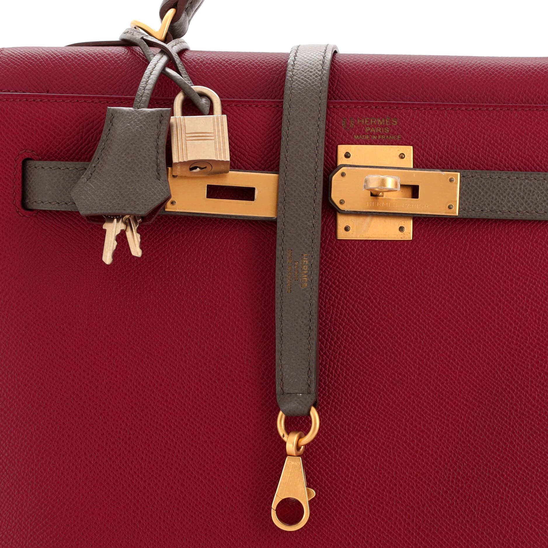 Hermes Kelly Handbag Bicolor Epsom with Brushed Gold Hardware 32 3
