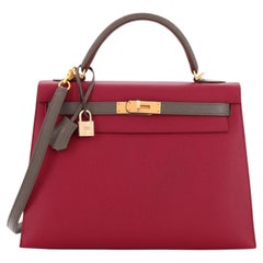 Hermes Kelly Handbag Bicolor Epsom with Brushed Gold Hardware 32